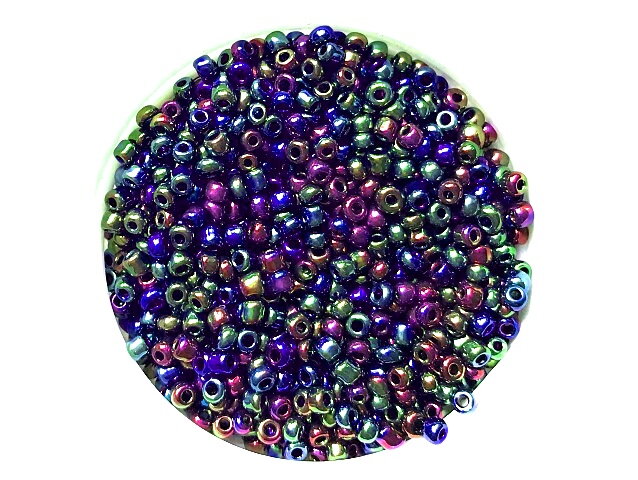 Korálky Rokajl 2mm 20g - metalické - dúhovo modré