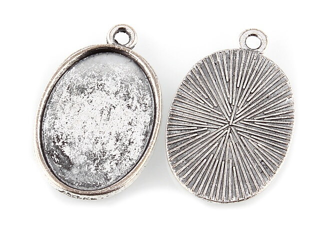 Kovové prívesky - lôžka na živicu 3ks 25x18mm - ovál