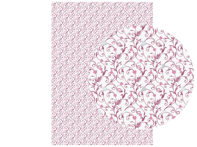 Kreatívny papier biely A4 s metalickou potlačou - srdiečka a ornamenty - ružové
