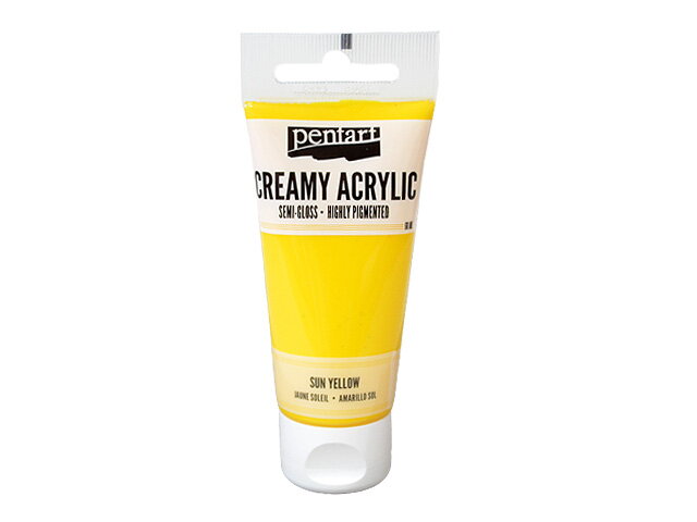Krémová akrylová farba 60ml pololesklá - slnečná žltá