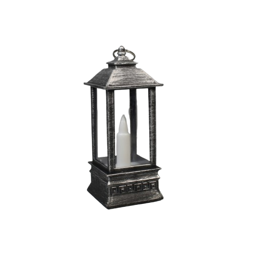 Dekoratívny LED lampáš 13cm - antický strieborný