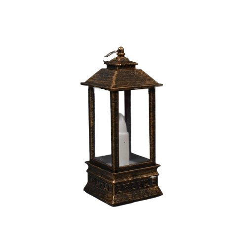 Dekoratívny LED lampáš 13cm - antický zlatý
