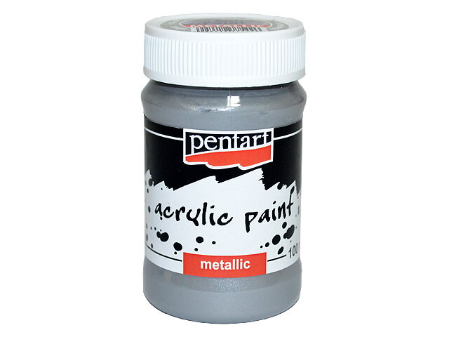 Metalická akrylová farba PENTART 100ml - strieborná