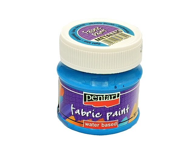 Metalická farba na textil Pentart 50ml - svetlá modrá