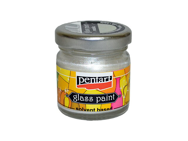 Metalická nevypaľovacia farba na sklo PENTART 30ml - biela