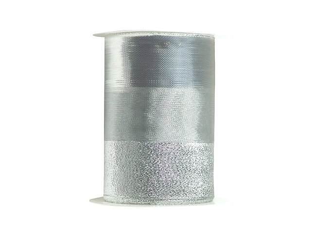 Metalická stuha 3 pruhy 12cm - strieborná