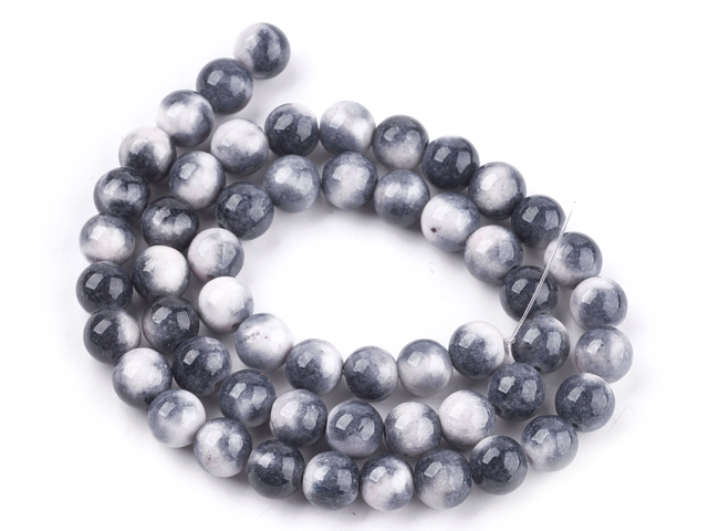 Minerálne korálky 8mm - nefrit jadeit 10ks - sivobiele