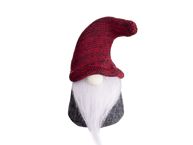 Mini vianočný škriatok Gnóm 6cm bez nôh - bordový