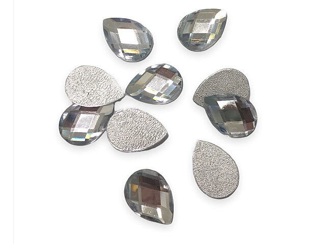Nažehľovacie šatóny - kamienky hotfix 10ks 25x18mm - slzičky strieborné