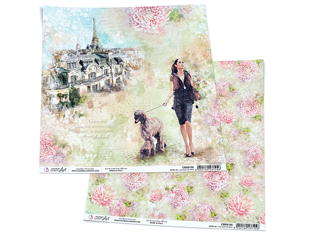 Obojstranný scrapbook papier 30,5cm - Rue de Paris