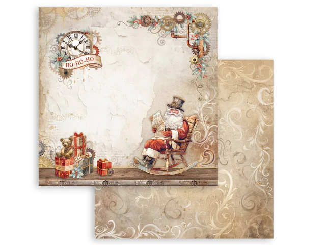 Obojstranný scrapbookový papier 30x30cm - Santa Claus a darčeky