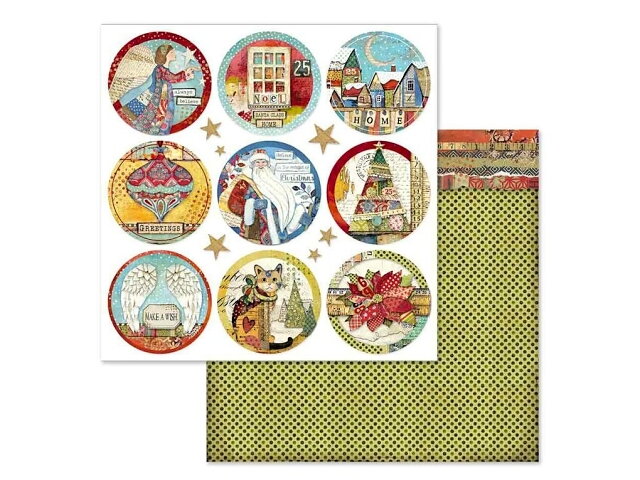 Obojstranný vianočný scrapbook papier 30,5cm - vianočné kruhy