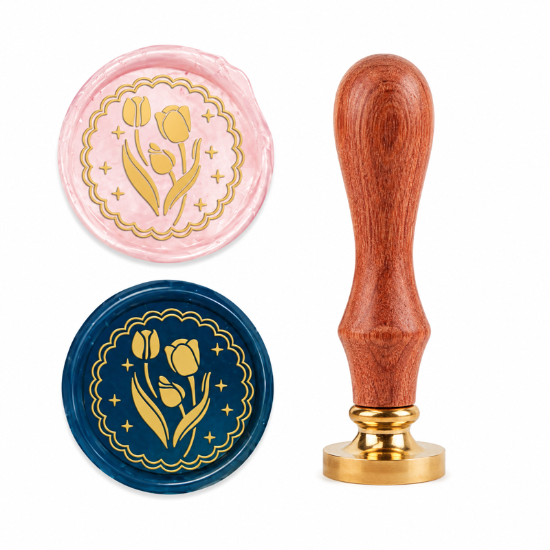 Pečatidlo 25mm - tulipány v ozdobnom ráme