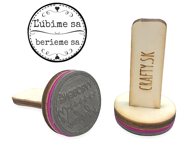 Pečiatka s drevenou rúčkou 30mm - Ľúbime sa - berieme sa