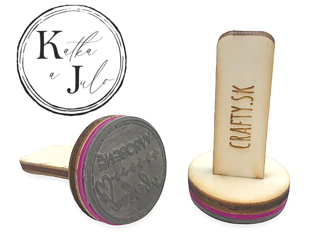 Personalizovaná svadobná pečiatka s drevenou rúčkou 40mm - motív 13
