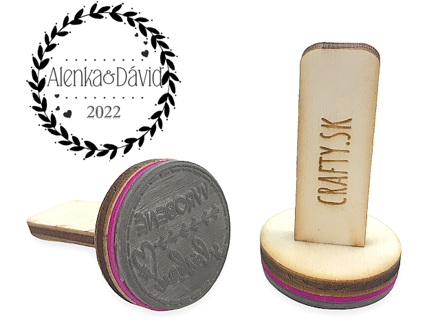 Personalizovaná svadobná pečiatka s drevenou rúčkou 40mm - motív 15