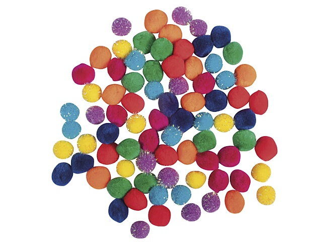 Plyšové POM POM guličky 15mm 80ks - pestrý mix