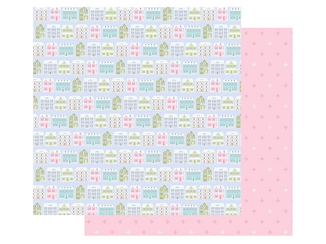 Scrapbookový papier 30x30cm - pastelové domčeky