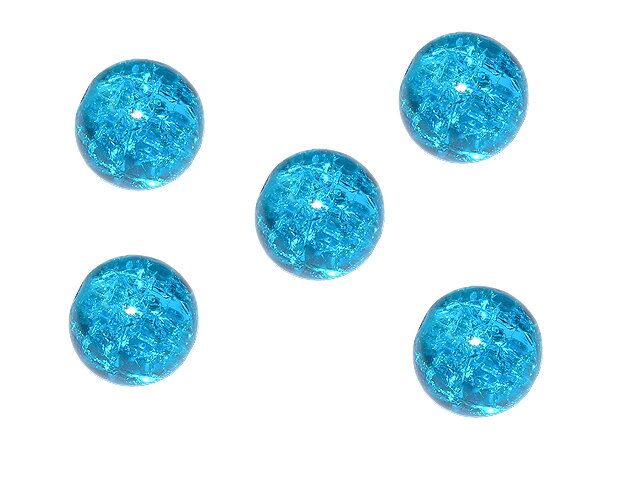 Sklenená korálka praskačka 10mm 5ks - tyrkysová