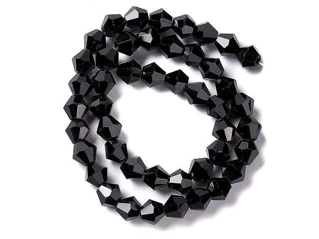 Sklenené fazetové korálky 45ks 6mm bikonické - čierne