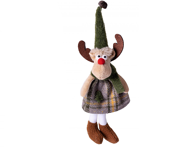 Textilný vianočný sobík 25cm - károvaný zelený