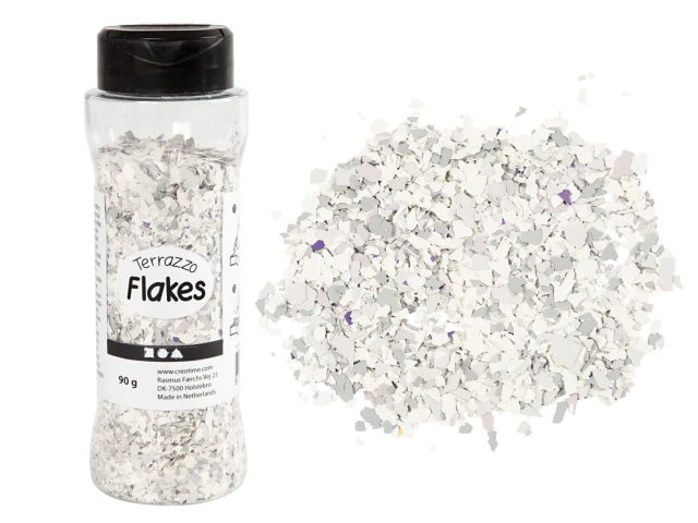 Vločky na odlievanie 90g Terrazzo efekt - svetlé sivé