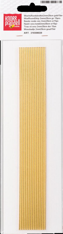 Voskové dekoračné prúžky na sviečky – zlaté, 2mm × 20cm, 15ks