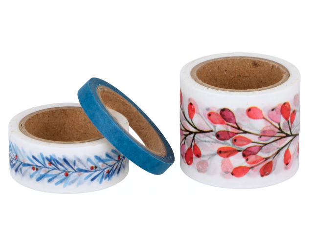 Vzorované lepiace washi pásky ARTEMIO 3ks - Christmas Berries