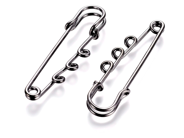 Zapínacie kiltové špendlíky na brošňu s 3 očkami 5cm 3ks - gunmetal antické strieborné