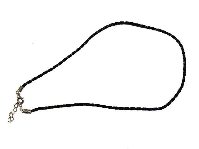 Zapletaný koženkový náhrdelník s uzatváraním 45cm - čierny