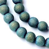 Sklenené galvanizované korálky 6mm frost efekt- modré