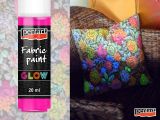 3D farba na textil svietiaca v tme PENTART GLOW 20ml - ružová