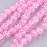 Sklenené korálky popraskané 10mm 5ks - svetlo ružové