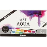 Akvarelové farby ART AQUA 12ks - metalické