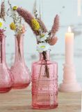 Sklenená váza, fľaša Amsterdam BOHO 16cm - ružová