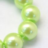 Sklenené korálky perleťové 6mm cca 70ks - pastelové zelené
