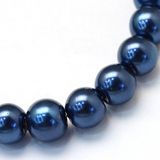 Sklenené korálky perleťové 6mm cca 70ks - polnočné modré