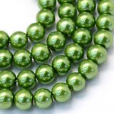 Sklenené korálky perleťové 6mm cca 70ks - tmavé zelené