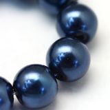 Sklenené korálky perleťové 6mm cca 70ks - polnočné modré