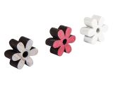 Farbené drevené výrezy - kvety - 12ks - biele, sivé, ružové