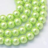 Sklenené korálky perleťové 6mm cca 70ks - pastelové zelené