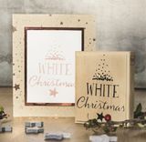 Vianočný papier biely s potlačou A4 - šišky a vetvičky