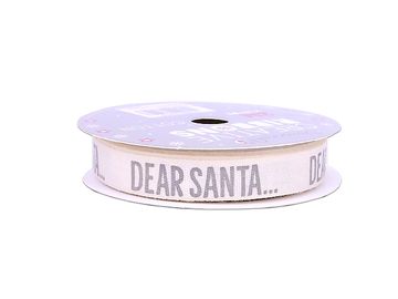 Bavlnená stuha 10mm - 2m - Dear Santa