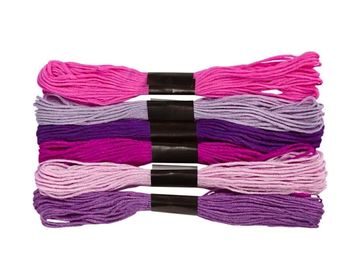 Bavlnené farebné nite - bavlnky - 6x8m - fialový mix