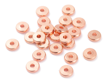 Bižutérne korálky medzikusy - plochý disk 6mm - 10ks - ružovo zlaté
