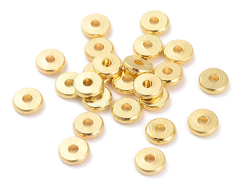 Bižutérne korálky medzikusy - plochý disk 6mm - 10ks - zlaté
