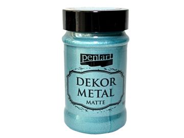 Dekor Metal PENTART - metalická akrylová farba matná 100ml - tyrkysová