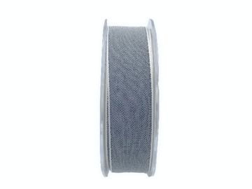 Dekoračná bavlnená stuha 25mm obšitá - sivá jeansová