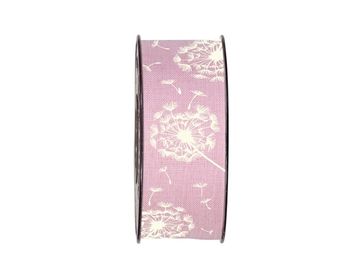 Dekoračná bavlnená stuha 40mm - ružová - púpavy