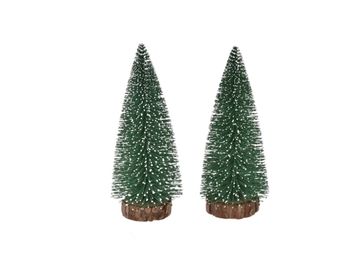Dekoračné vianočné stromčeky 2ks zelené, zasnežené - 13cm